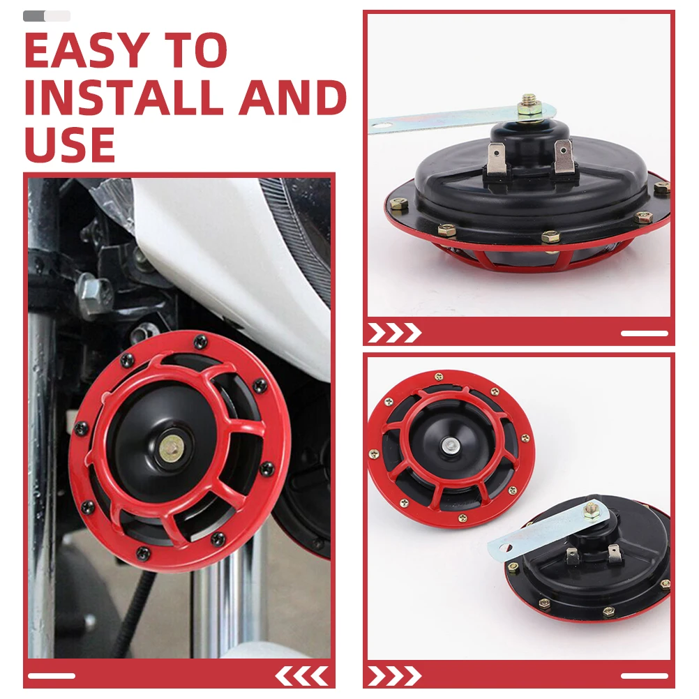 

2 Pcs Red Car Motorcycle Dual Trumpet Electric Air Horn Kit 12v Loud Stereo Speakers Waterproof Car Horns For Trucks