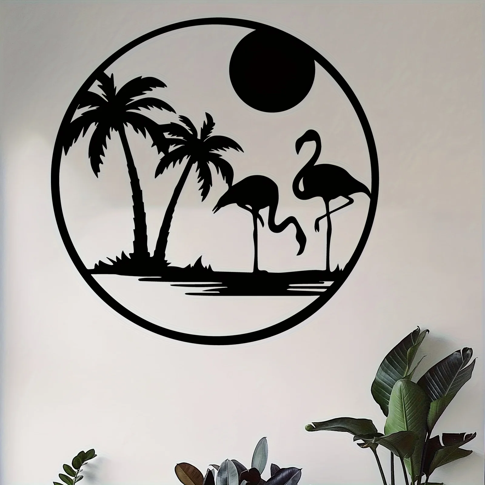 Tropical Flamingo Palm Tree Aluminum Wall Art 12x16in Waterproof Durable for Patio Garden Fence Yard Outdoor Home Decor