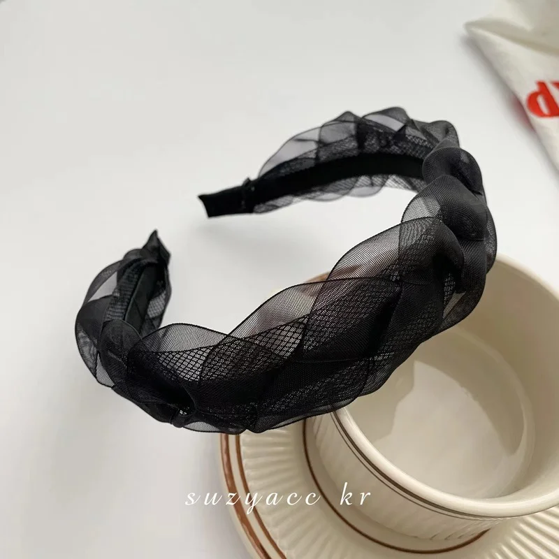 Fashion Summer Mesh Wide Hair Bands for Women Girls Korean Designer Sponge Headbands Women Headwear Gift Hair Accesories