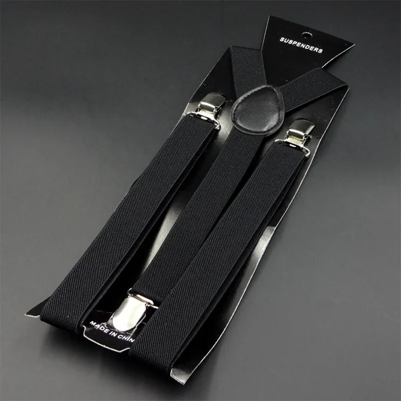 الرجال Y شكل قابل للتعديل 1 بوصة واسعة مطاطا معلقة السراويل الحمالات مع مقاطع معدنية المشابك لبدلة الزفاف اكسسوارات رجالي