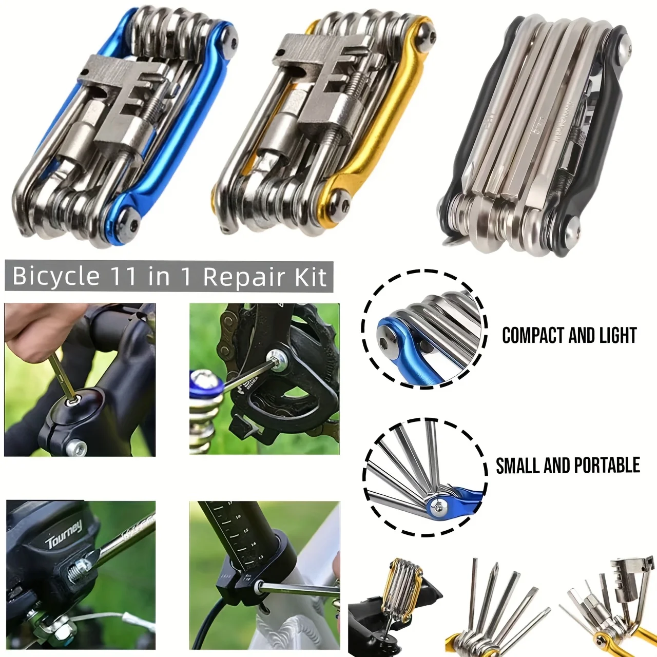 Bicycle 11in 1 Repair Tool, Mountain Bike Wrench, Screwdriver, Hexagonal Wrench, Bicycle Repair Kit