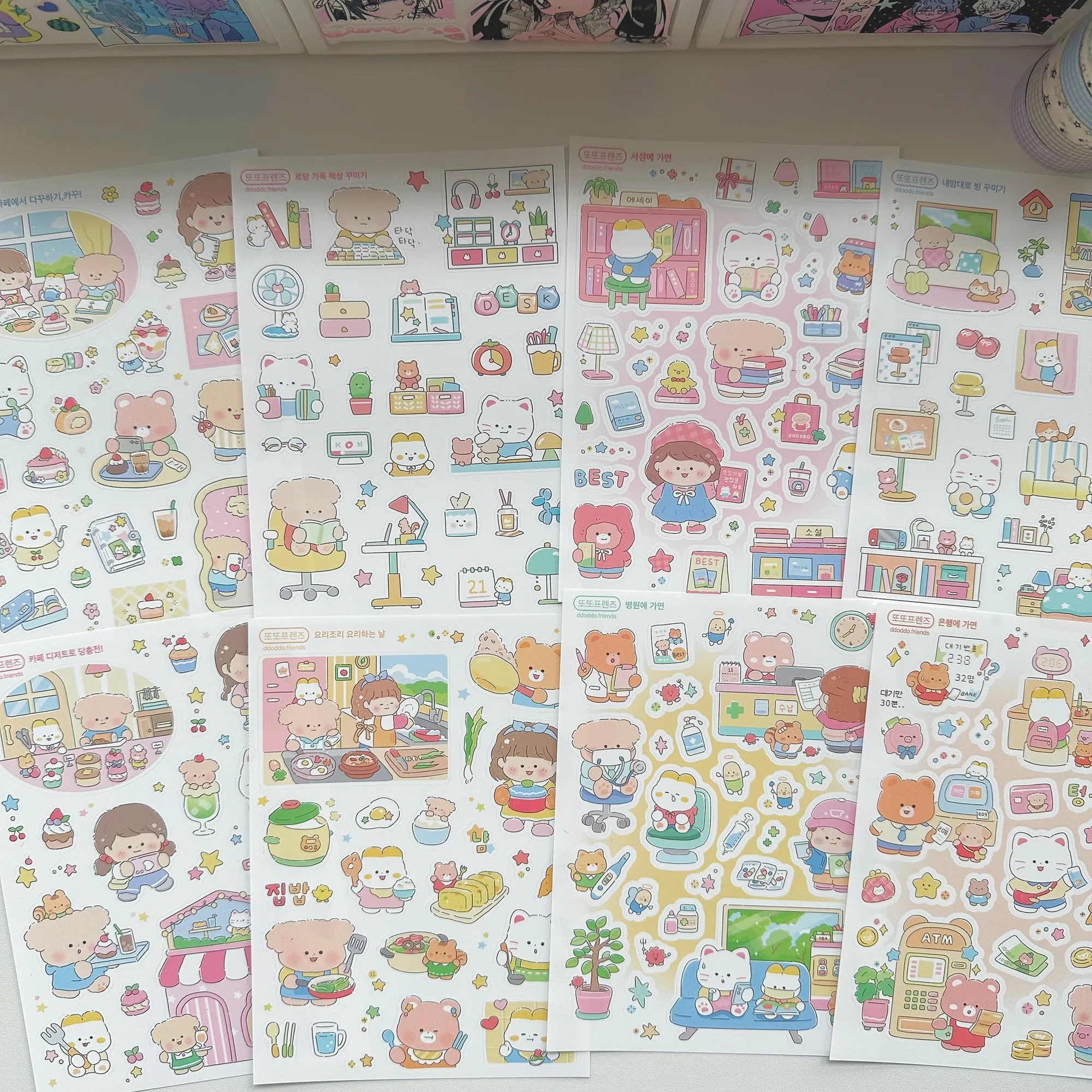 

1/9PCS Korean Cute Cartoon Bear Sticker Kawaii Cartoon Animal Stickers Hand Account Diary Notebook Scrapbook Decorative Stickers