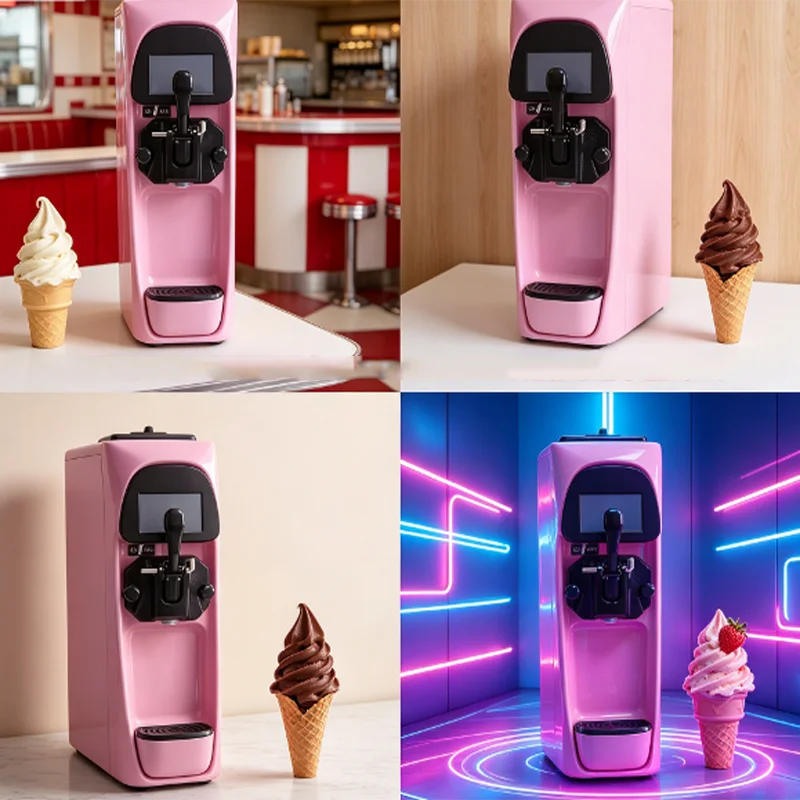 Commercial Ice Cream Machine Small Body Beautiful Color Coffee Shop   Book Shop Soft Serve Ice Cream Machine