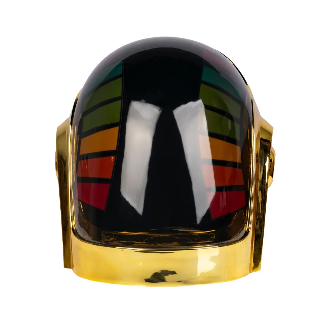 Xcoser Daft Punk Guy Manuel Helmet Resin Gold Chrome Prop LED Upgraded Helmet Collections Dress Up Role Play For Adults