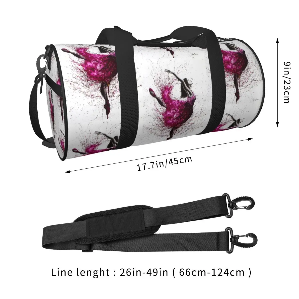 Gym Bag Ballet Wines Sports Bag with Shoes Dancing Girl Beauty Pop Women Portable Printed Handbag Graphic Luggage Fitness Bag