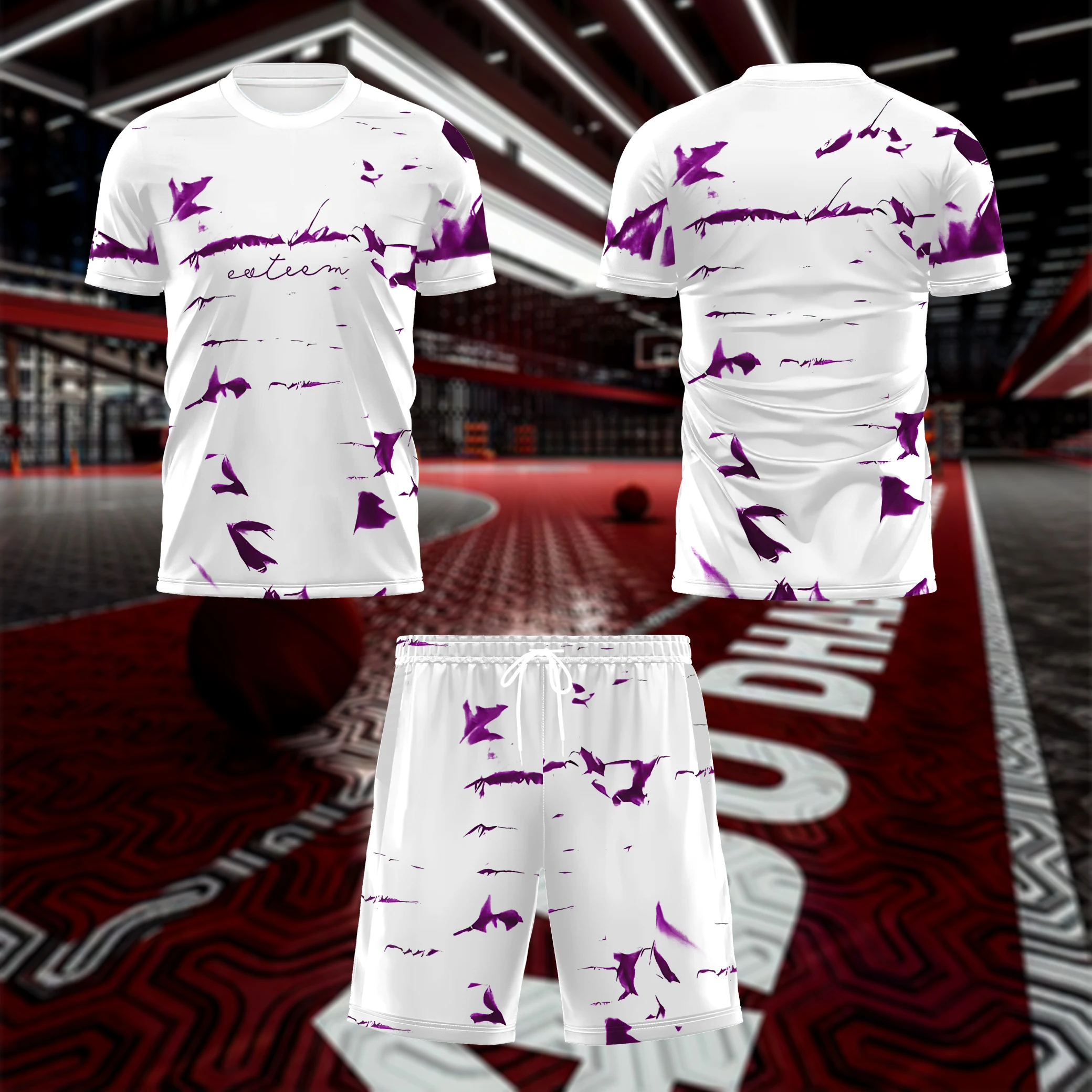 Fashion 3D Tie-Dye Print Men Short Sleeve T-Shirt Shorts Two Piece Sets Outdoor Tennis Sportswear Summer Run Fitness Suits