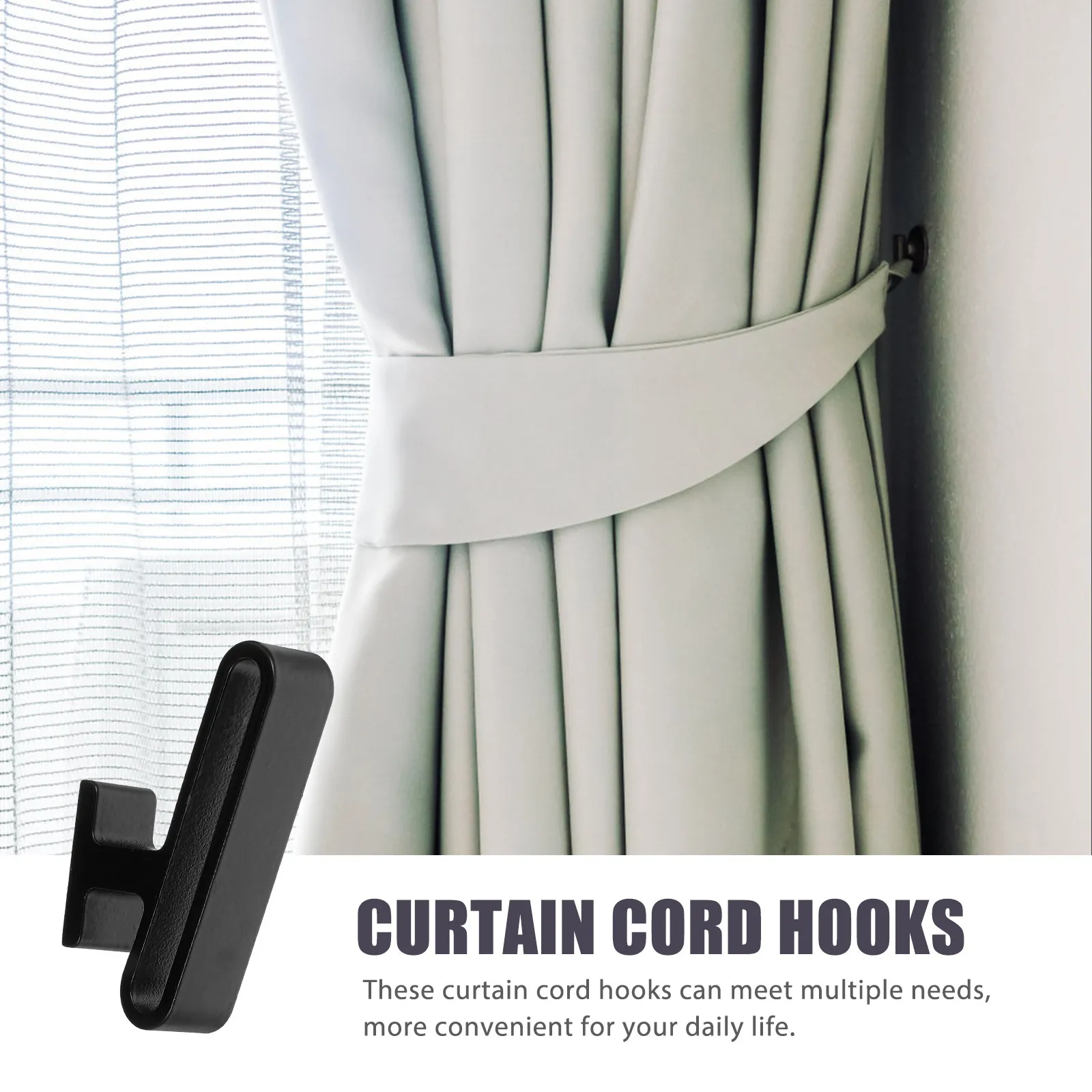 Heavy Duty Blind Cord Hooks – 2pcs Zinc Alloy Curtain Cord Winders for Windows & Drapes, Wall Mount