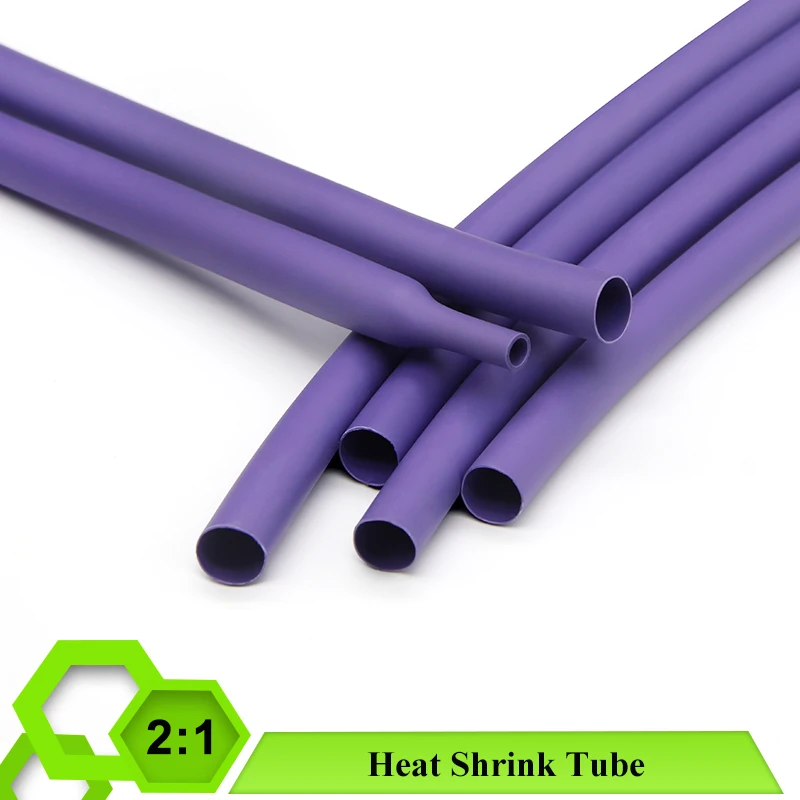 

1/5/10M Purple 2:1 Heat Shrink Tube Dia. 1.5mm ~ 50mm Wire Protector Repair DIY Heat-shrinkable Sleeve Sheath Wrapping Case