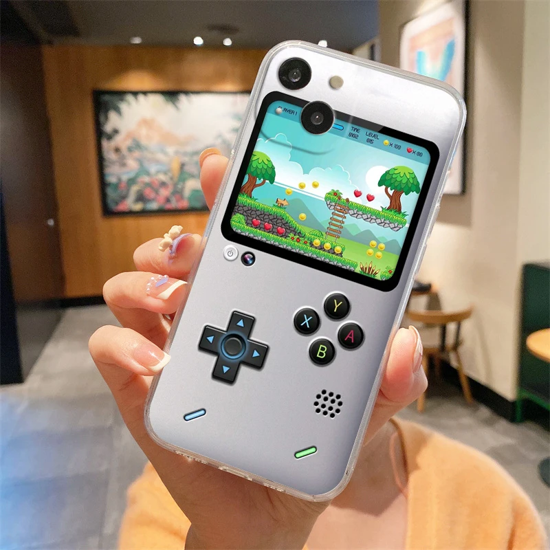 Прозрачный силиконовый чехол Gameboy для iPhone 15 14 13 12 Mini 11 Pro Max XS X XR 7 8 Plus