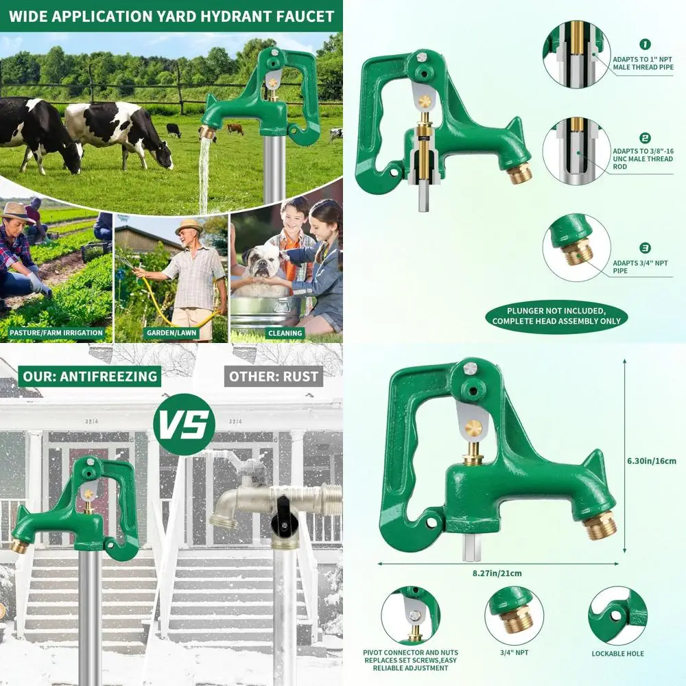 

Морозостойкий гидрант для наружного двора с тяжелой чугунной головкой, трубой 3/4, зеленый для орошения сада и фермы