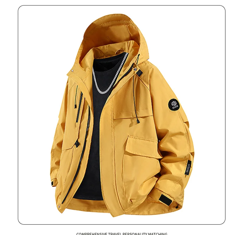 

Men's Hooded Jackets Waterproof Outdoor Jacket men Autumn Winter New Style Men's Korean Version Youth Male Clothing