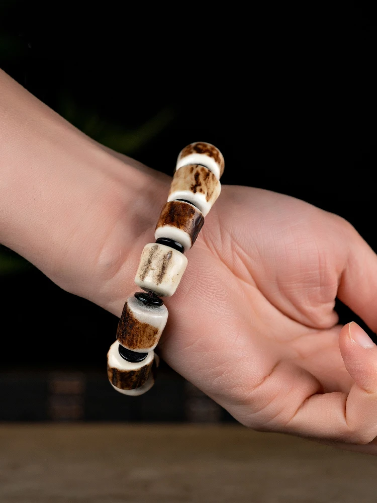 Natural Old Material Antler Bracelet men's Bracelet Single Loop A Deer Has Your Boys Bead Gift Niche Handheld