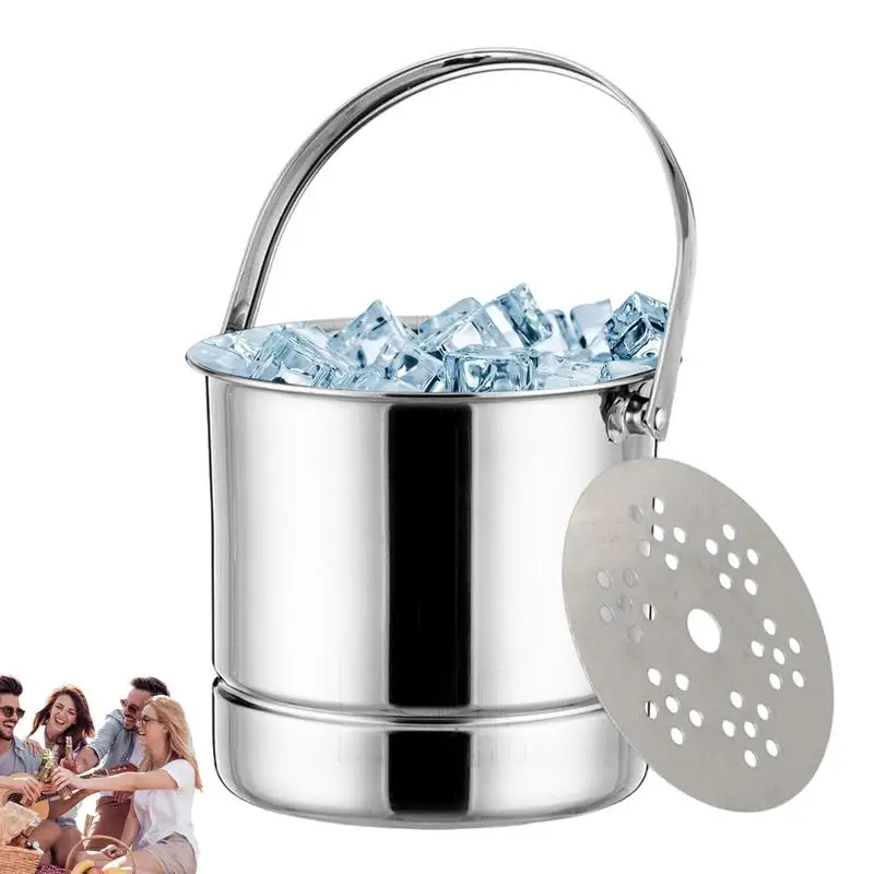 Ice Bucket anti rust Wine Tub  Stainless Steel Whisky Buckets with Tongs  for picnic pool party barbecues hotel and cafes