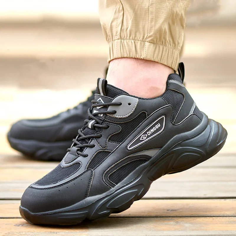 men fashion breathable steel toe covers work safety shoes summer tooling boots worker security sneakers safe footwear protection