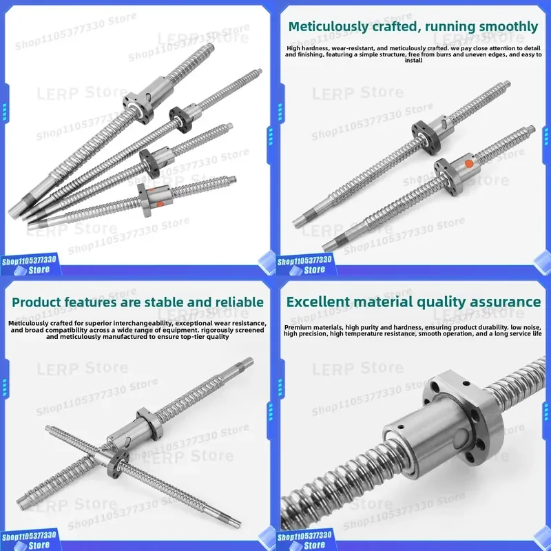 C7 Grade High Precision Ball Screw SFU1204 1605 2005 with Nut Assembly Gear Grinding Kit 1m Length for CNC Machine Parts