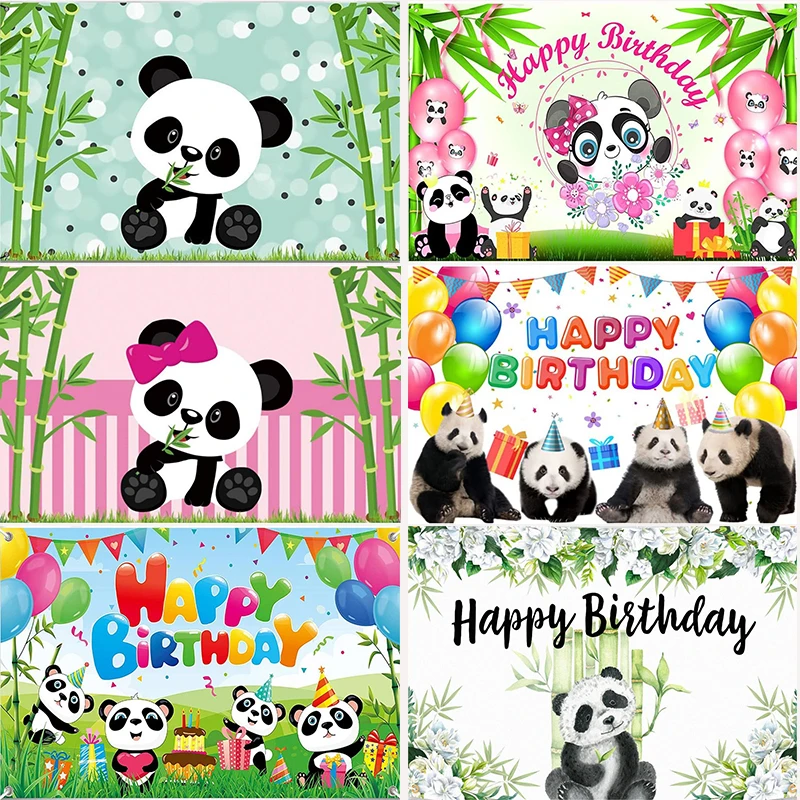 

Bamboo Party Backdrop Panda Custom Birthday Background Cartoon Cute Newborn Photography Props Happy Photo Decoration Backdrops