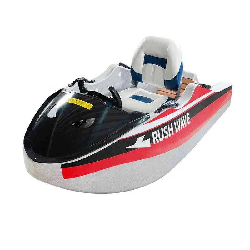 Rush wave China manufacture 48V fast speed floating brushless electric mini small boat kit go kart boat water ski jet boat