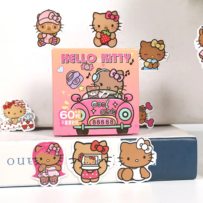 

60pcs Hello Kitty Stickers Cute Anime KT Cartoon Versatile Handbag Decoration Waterproof Children Toy Kawaii Girl Gift Wholesale