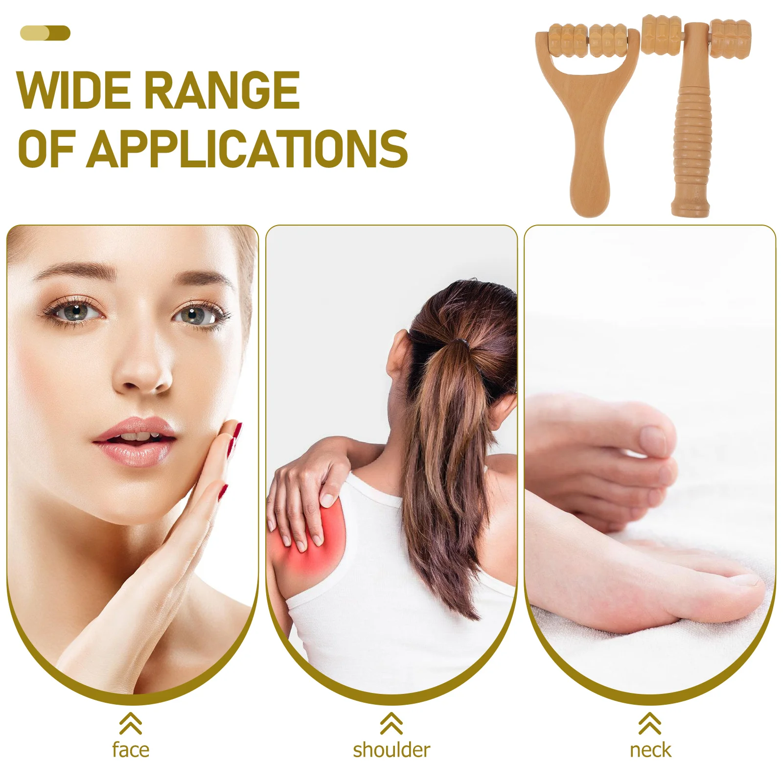 

2pcs Wooden Massage Roller Handheld Foot Leg Back Massager Tool For Daily Use Portable Acupoint Therapy Roller