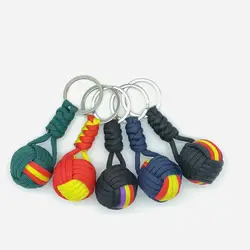 Military Parachute Woven Rope Ball Keychain Paracord Lanyard Key Ring Monkey Fist Key Chains Outdoors Survival Tool Jewelry