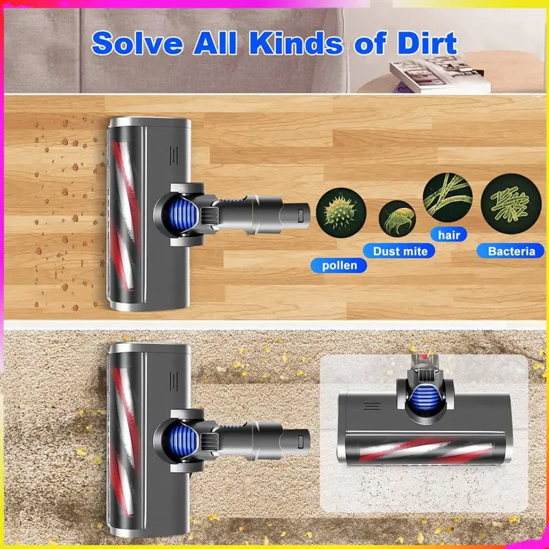 M04K فرشاة دوارة توربو كهربائية لدايسون V6 DC58 DC59 DC61 DC62 فرشاة الإفراج السريع مع ضوء LED للأرضيات الصلبة السجاد