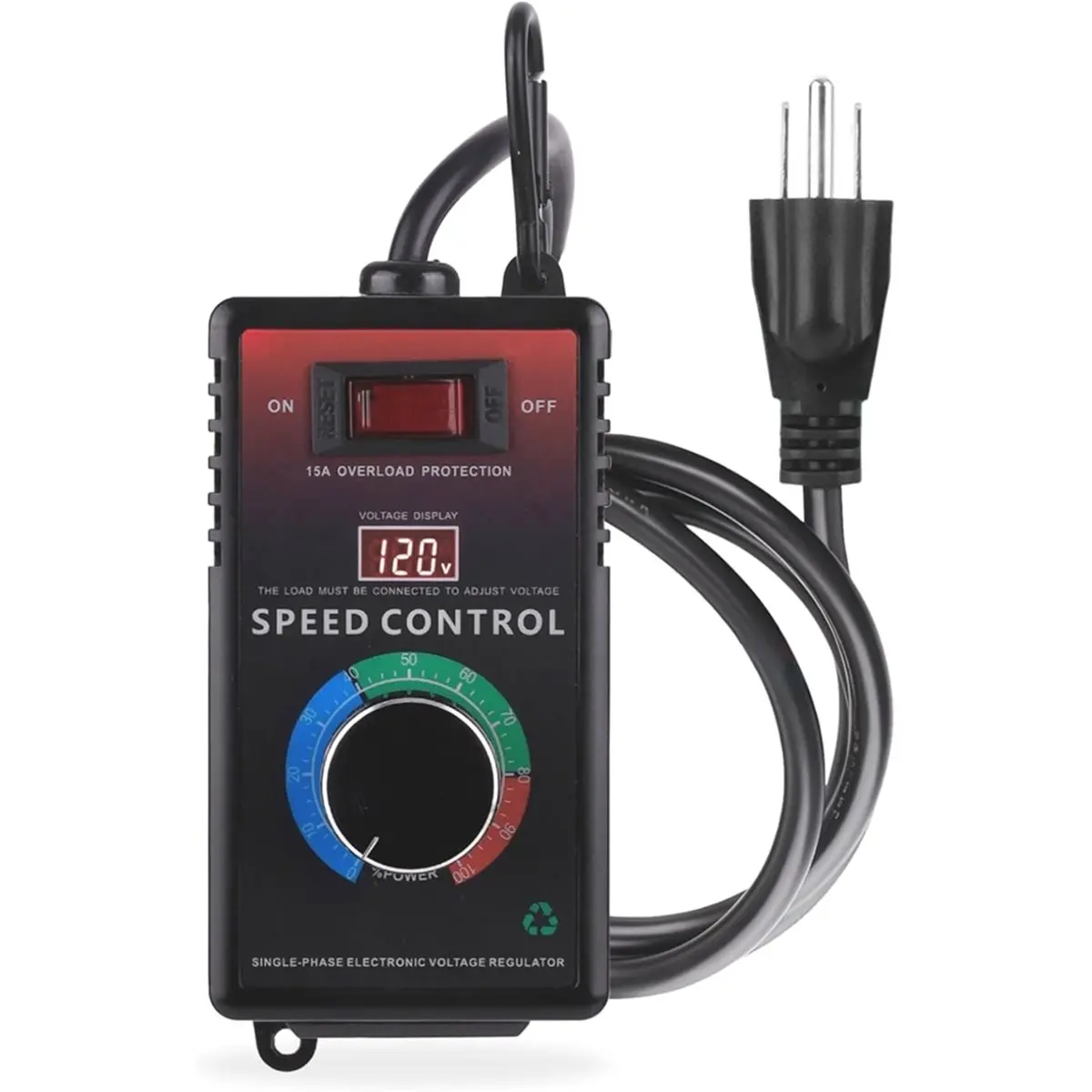 A1893P ~AC Motor Speed Controller 120V15A Speed Control Switch Variable Speed Controller with Adjustable Voltage Display Us Plug