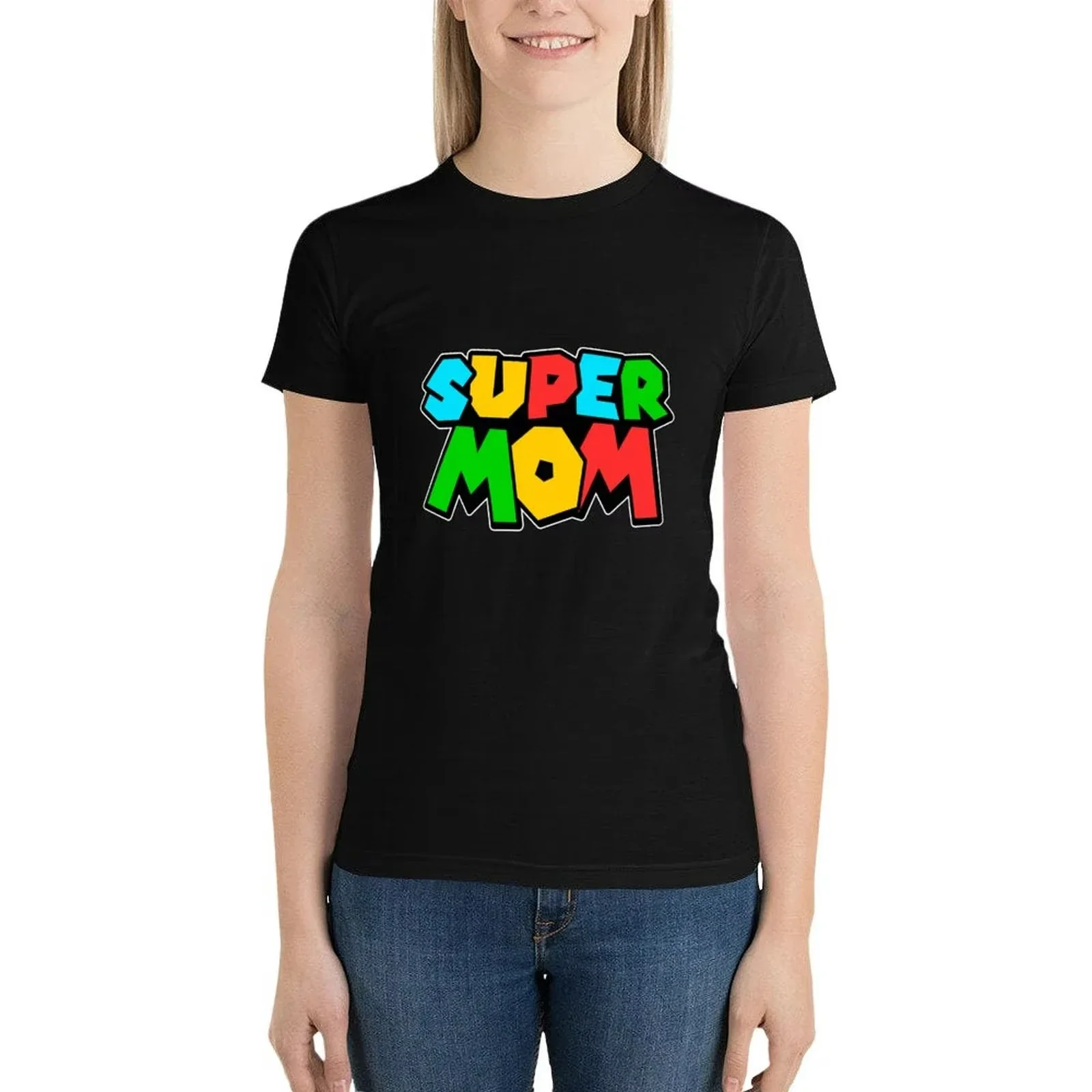 

SUPER MOM Kawaii Printed Clothes Cute Clothes Anime Clothes Rock and Roll T-shirts for Women's Casual Tops