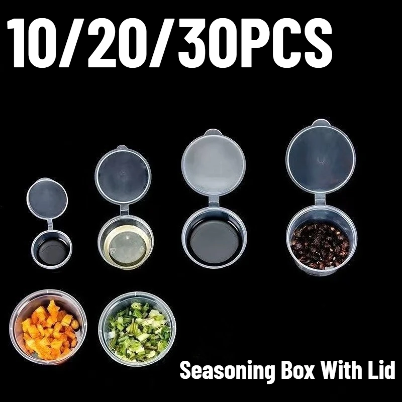 Caja de condimentos de plástico desechable con tapa, taza para salsa de alimentos, desechable, para Picnic, portátil, para llevar, 10/20/30 Uds.