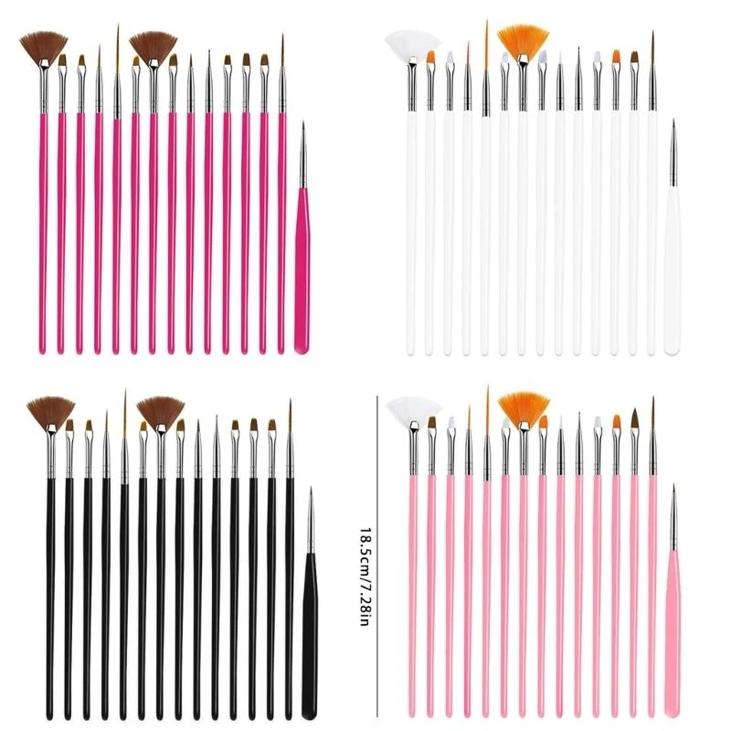 40JD Innovadores unhas convenientes 15PCS Brush and Tool Set para projetos gel