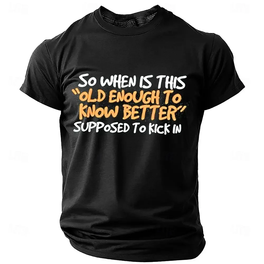 

Fashion New Funny T Shirt 3D Letter Printed Short Sleeve T-shirt Summer Casual Crew Neck Tees Solid Color Tops Daily Men Clothes