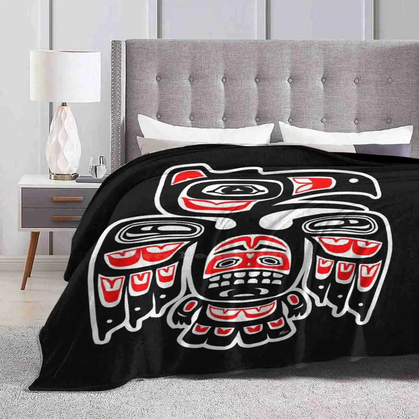 Alaskan Eagle Trend Style Funny Fashion Soft Throw Blanket Inuit Tlingit Alaska Seattle Pacific North West Tribe Indian Wisdom