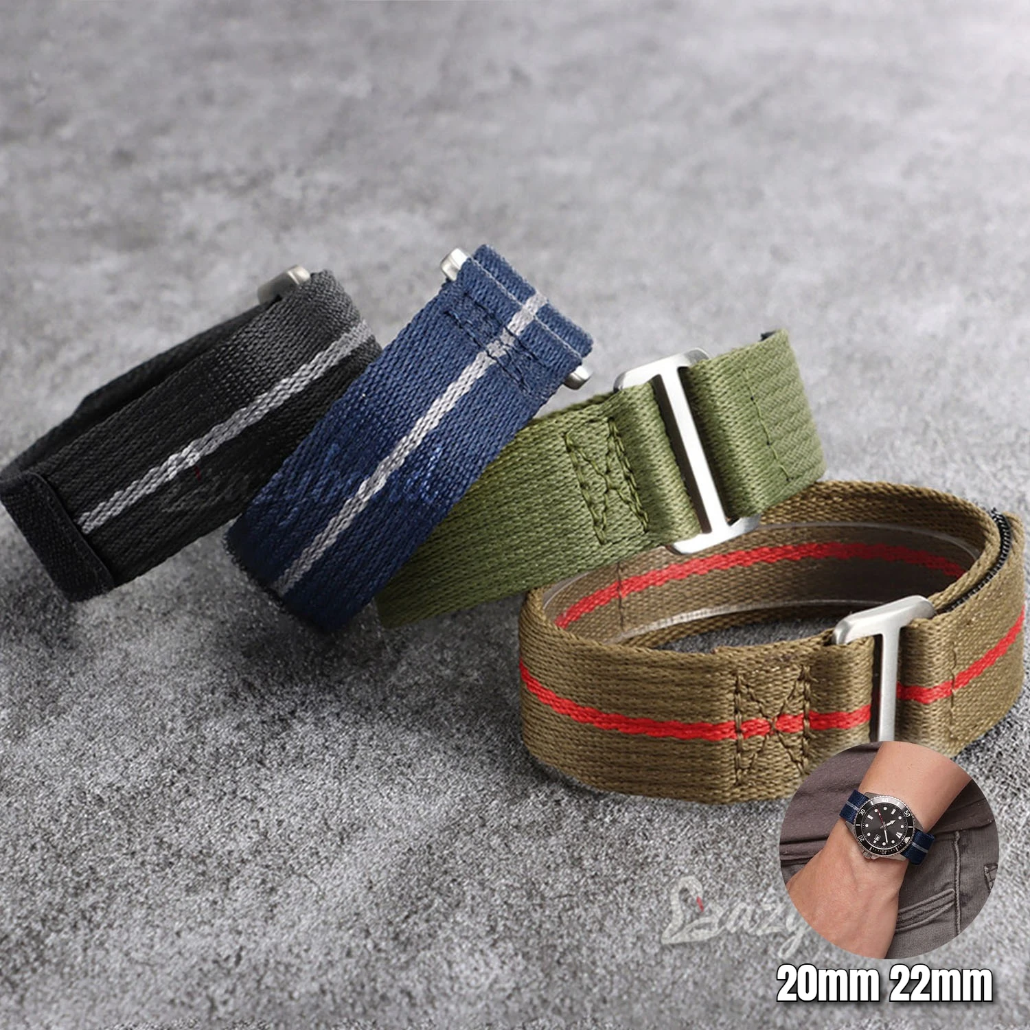 Watchband 20mm 22mm Hook Loop Nylon Canvas Watch Strap for Tudor for Time Force for Seiko Universal Green Men's Sport Bracelet