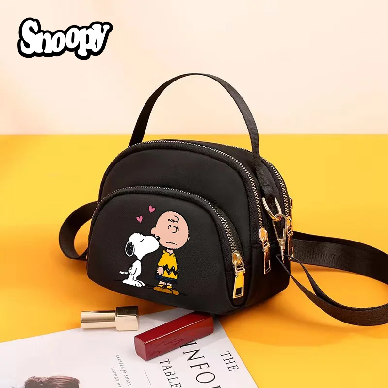 Snoopy Nylon Oxford Cloth Shoulder Bag  Printing Women's Large Capacity Casual Crossbody Packet Lightweight Small Square Handbag