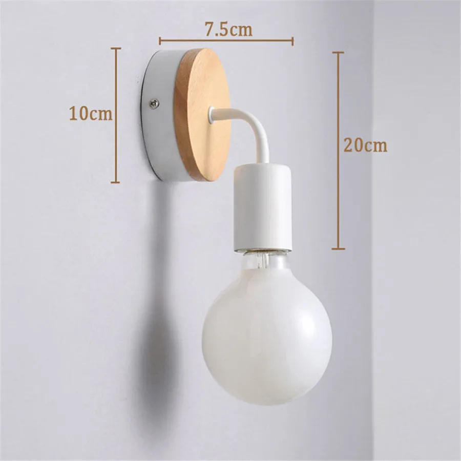 Wood Wrought Iron Wall Lamp Modern Minimalist Wall Lights Fixture E27 For Living Room Home Indoor Sconces Lighting Decorative