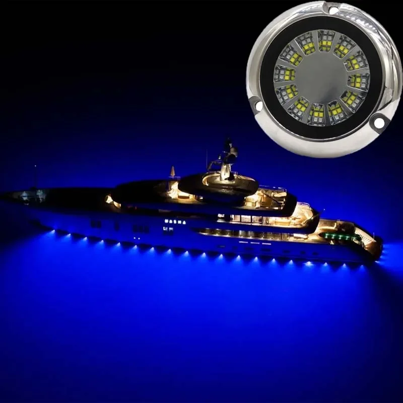 WEIKEN Modern 316 Stainless Steel 12V RGBW Spot Full Color LED Underwater Boat Light Dock Pond Pool Decorative Lightings