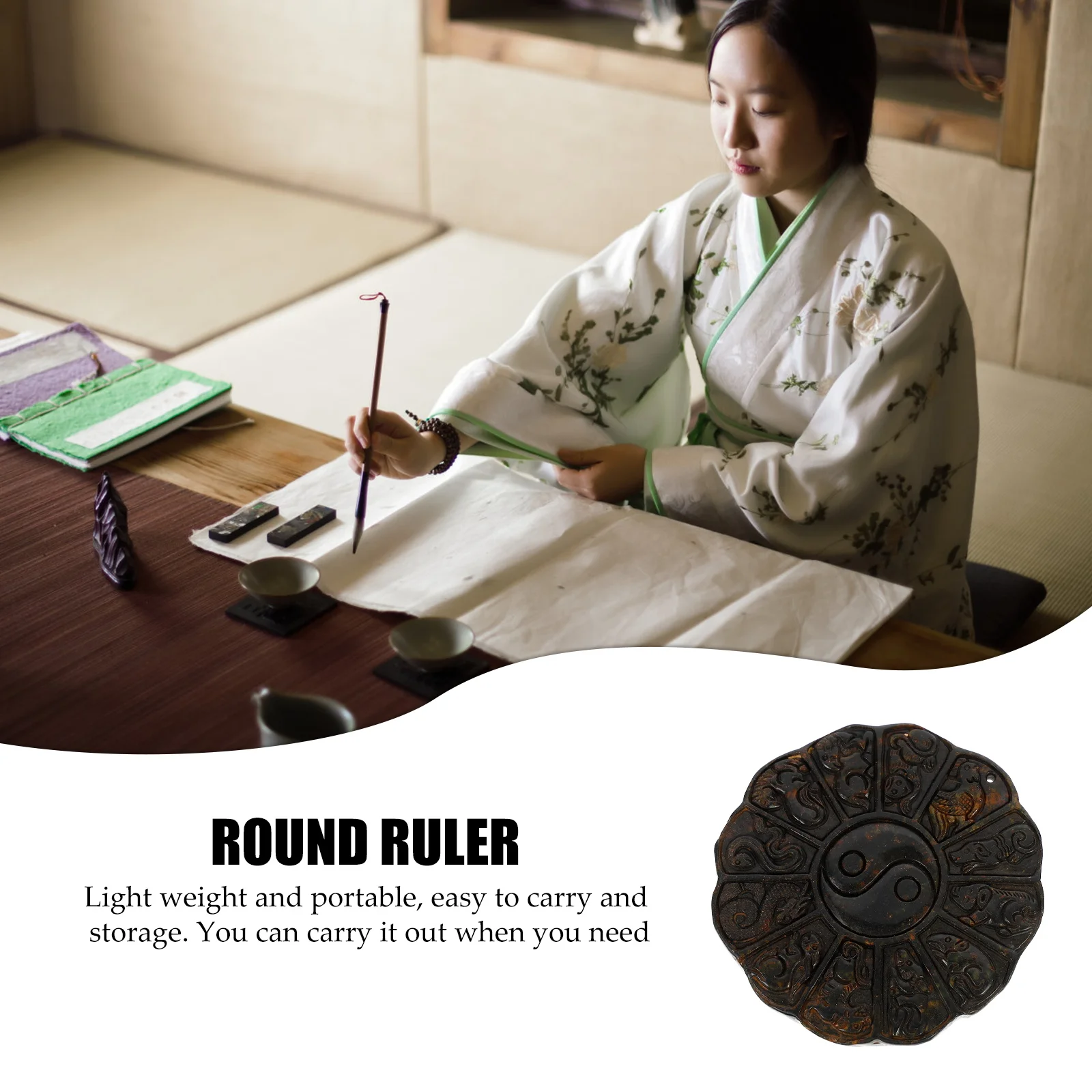 

Practical Drawing Paper Weight Retro Calligraphy Ornament Decorative Tool Round Zodiac Design Students Paperweight Office Desk