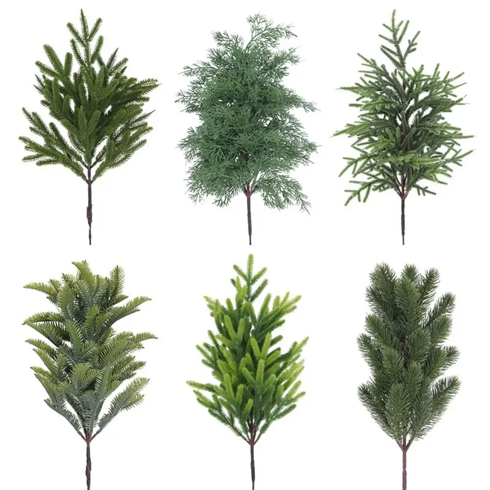 Green Artificial Pine Branch Plastic Christmas Tree Simulation Pine Needle Party Supplies Festival Ornament Fake Cypress Leaves