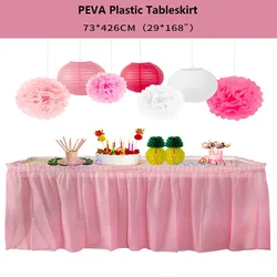 ZOYA Plastic Table Skirt, Disposable Rectangular Tablecloth Skirt for Graduation Baby Shower Wedding Birthday Party