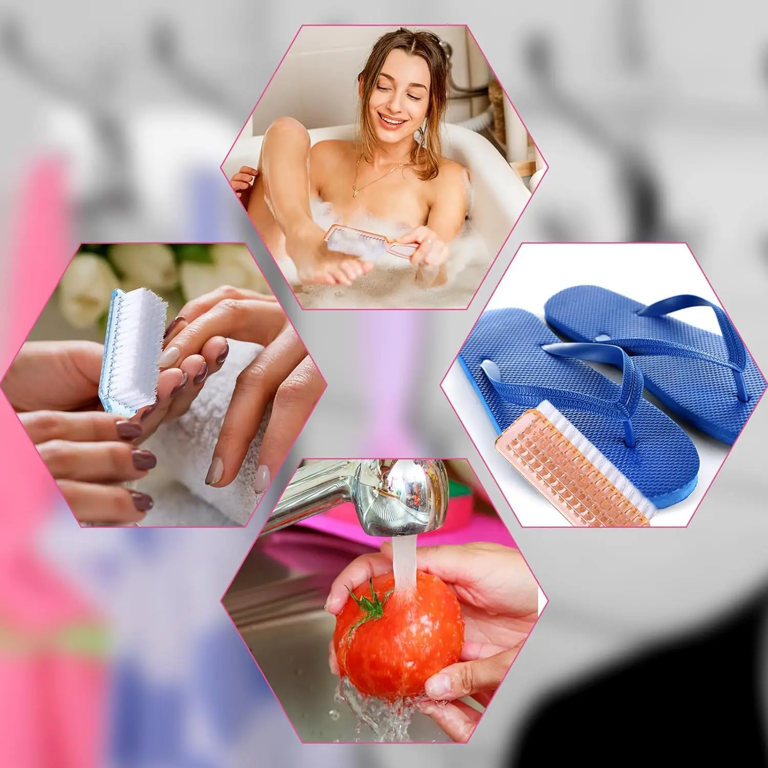 Long-handled Nail Brush With Handle, Nail Polish Remover, White Shoe Brush, Tidy Bristles Tool, Dust Brush, Cleaning Brush.
