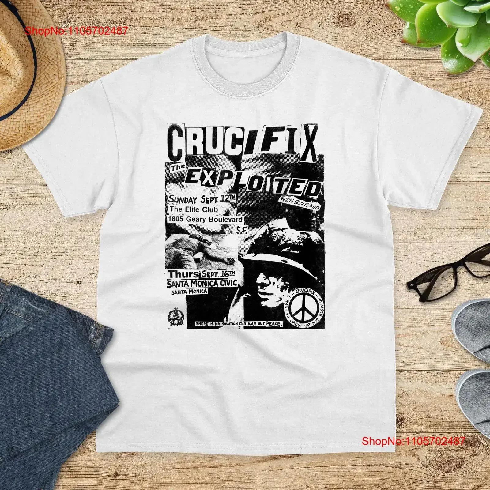 Vintage Exploited and Crucifix punk Flyer on T Shirt vintage Washed Versatile Unisex Comfortable designer clothes Casual Soft