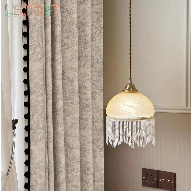 Custom Size Luxury Light French Style Jacquard Curtain for Living Room Bedroom High-precision Chenille Home Curtains