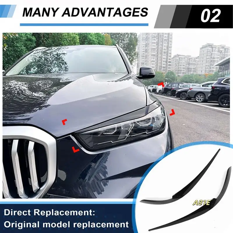 

Grille Cover Trim Car Lamp Eyebrow For BMW X5 X6 G05 G06 Car Headlight Decoration Headlight Trim