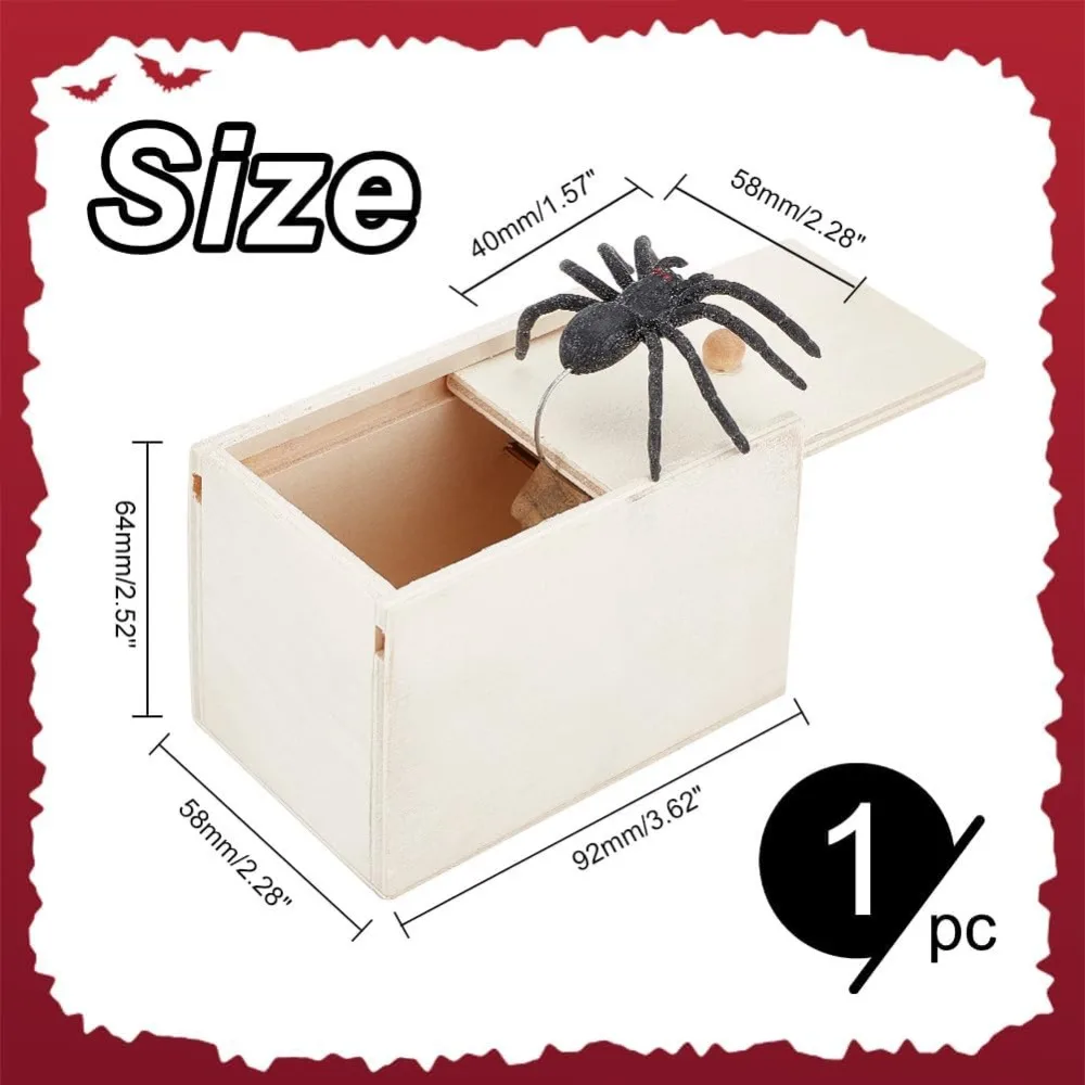 Novelty Spider Prank Box Funny Wooden Box Gag Gift Funny White Elephant Gifts for Adults Christmas, Halloween, Party