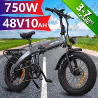 Electric Bicycle BT20 750W Motor48V10Ah shock absorbing seat Folding Electric bike 20*4.0 Inch Fat Tire Shock Absorption E bike