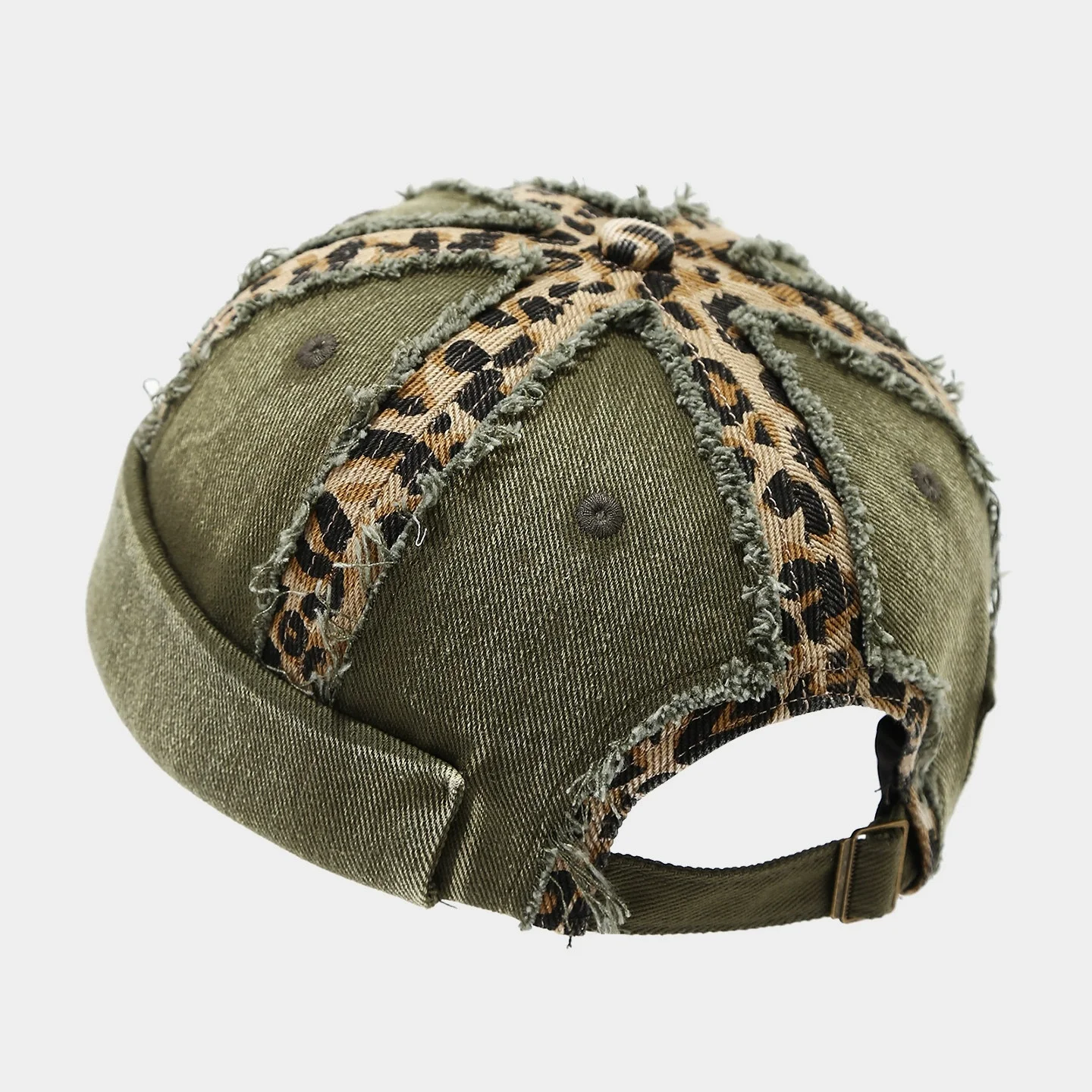 Unisex Fashionable Washed Vintage Leopard Print Bucket Hat: Streetwear Hip-Hop Hat, Versatile Brimless Casual Hat