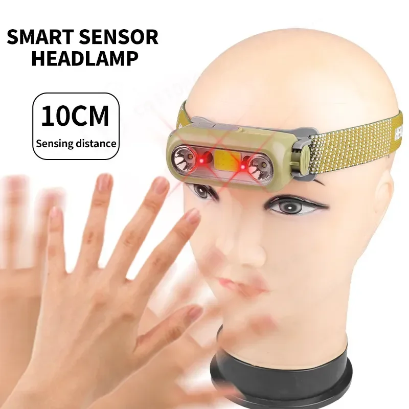 XPE COB Induction Headlamp USB Rechargeable Strong Light Outdoor Night Running Cycling Lamp