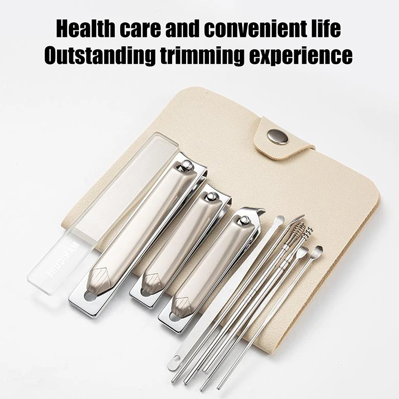 10 pçs cortador de unhas de aço carbono e pedicure conjunto para unhas e unhas dos pés ferramentas beleza profissional manicure kit corte