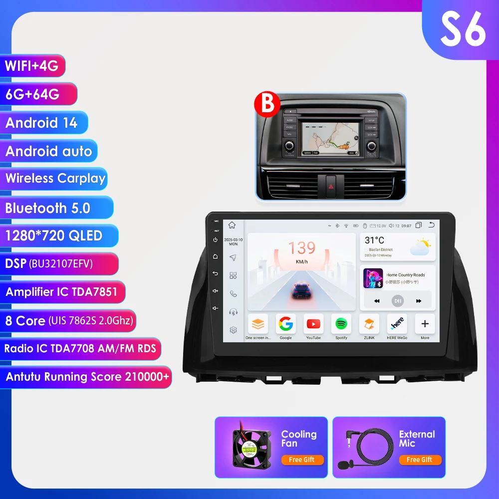 Hizpo Auto Multimedia Stereo Videospeler voor Mazda CX5 CX-5 2012 2013 2014 2015 Draadloze Carplay Android Auto WiFi 4G 2 Din Intelligente Systemen