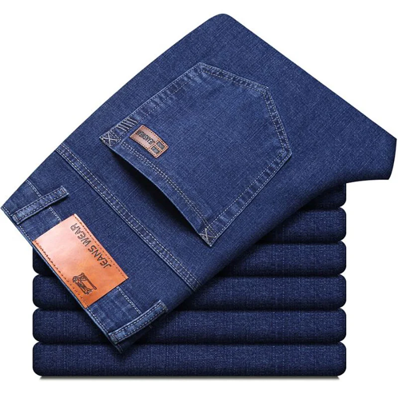 

Fashion Men Business Causal Versatile Jeans Male Classic Slim Fit Straight Leg Trousers Comfortable Breathable Denim Pants