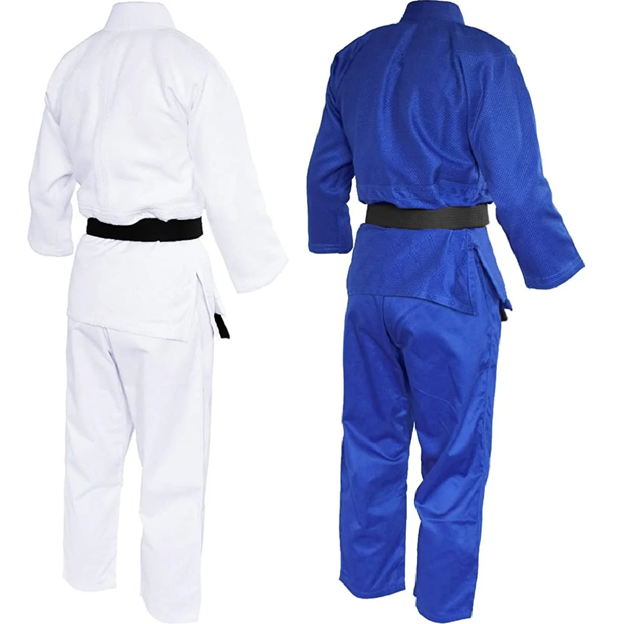 Professional Made Martial Arts Uniform - Single Weave Blue White Kimono - Perfect For Competition Or Training With Belt